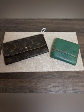 Louis Vuitton Monogram Clutch and Green Epi Compact Wallet- Rehab